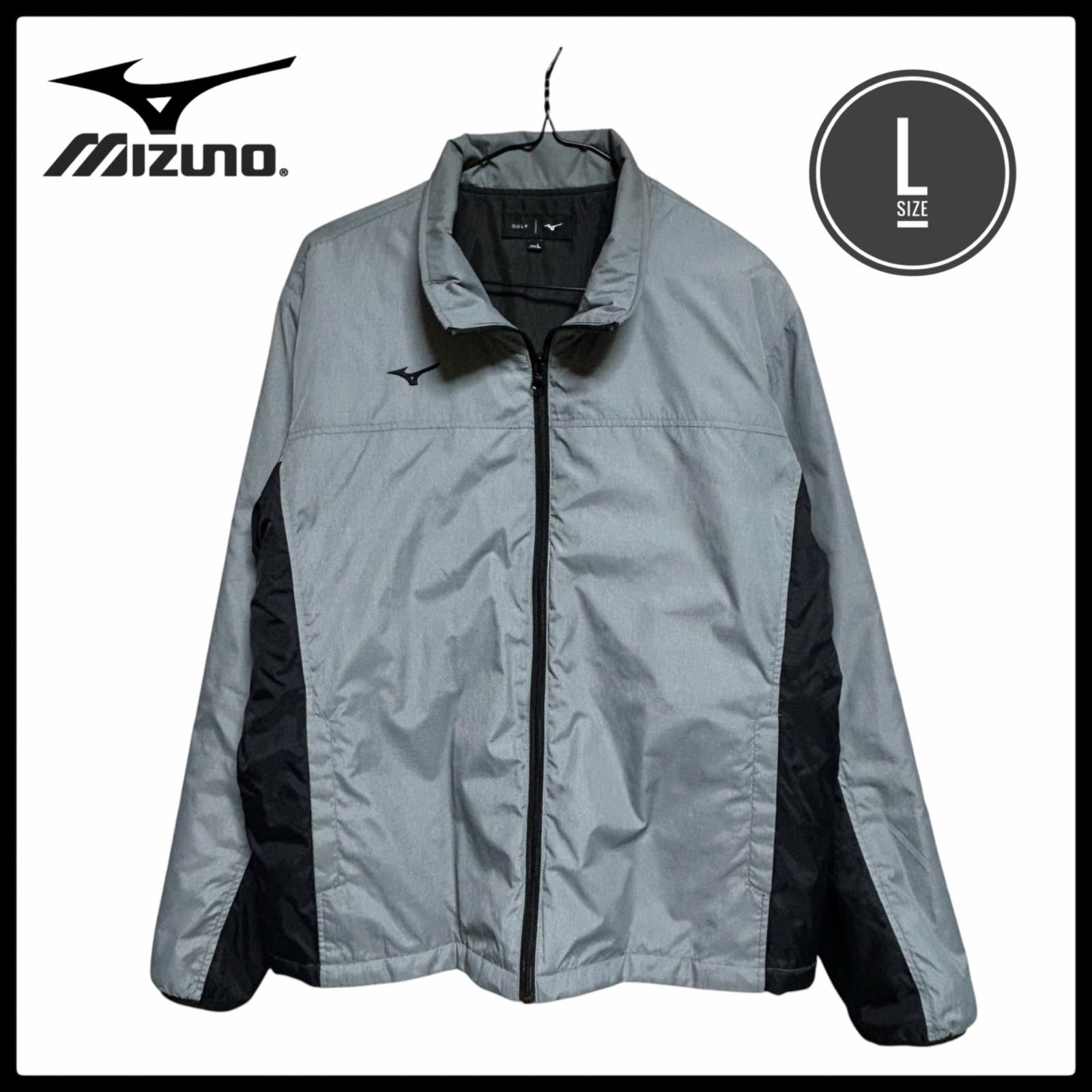 美品 ミズノ ゴルフ ブレスサーモ 中綿 ジャケット L グレー 黒 MIZUNO
