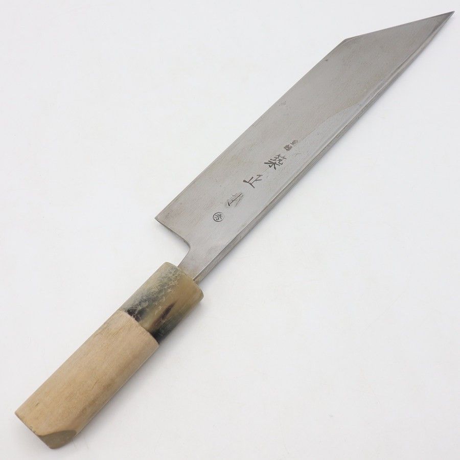 築地正本 秀 鰻裂き包丁 六寸半 小判型柄 鞘付き 刃渡り約195mm 和包丁