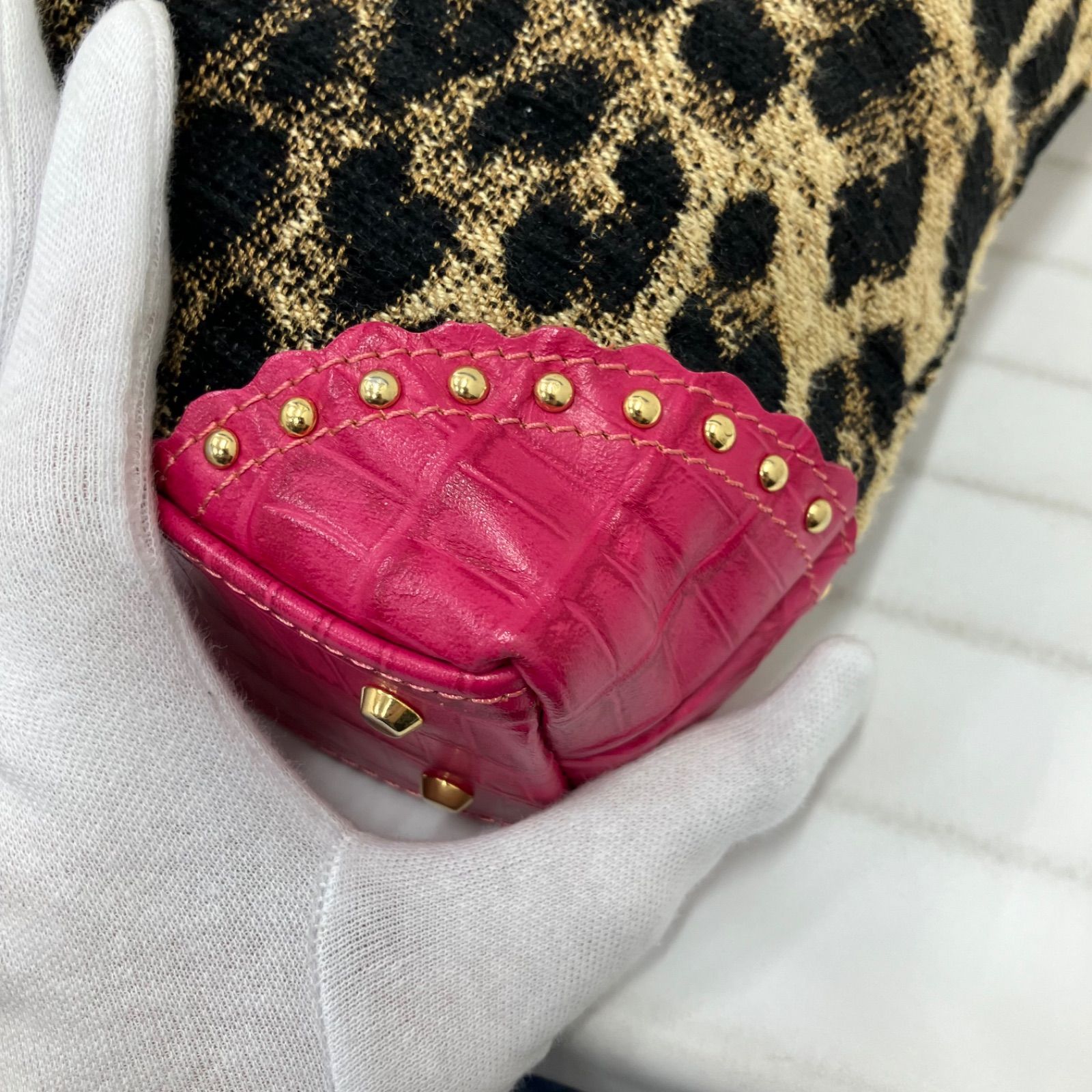 Think Bee! ハンドバッグ レオパード アニマル刺繍 Think Bee 