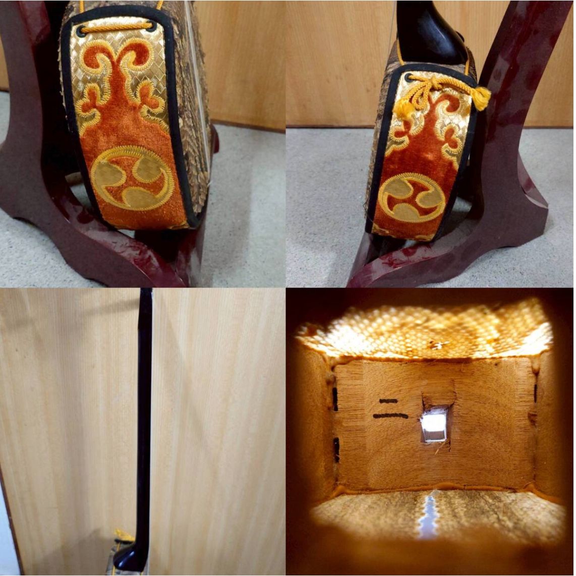 ❗️✨本蛇皮三線✨❗️】沖縄伝統楽器✨ 金糸刺繍胴巻きモデル 約414g