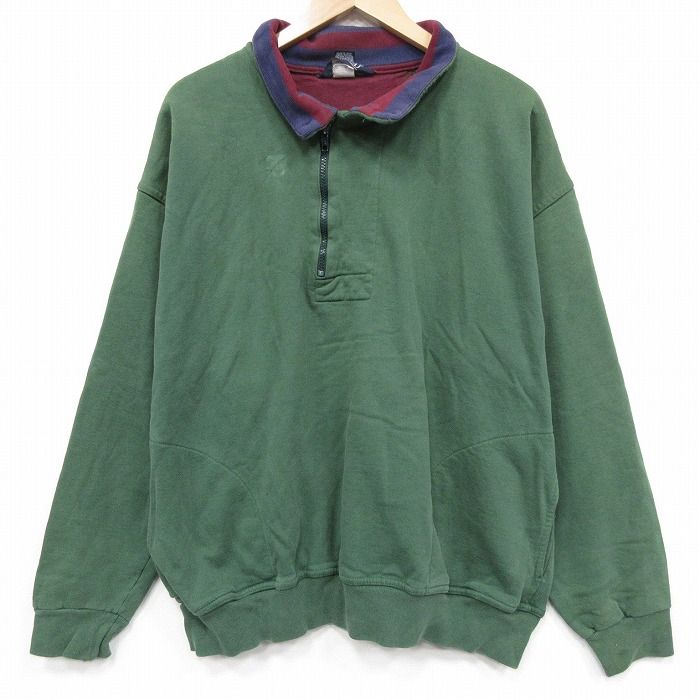 XL/古着 ランズエンド 長袖 ハーフジップ スウェット メンズ 90年代
