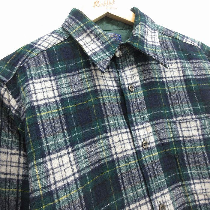 M/古着 ペンドルトン 長袖 ウール シャツ メンズ 80年代 80s USA製 緑