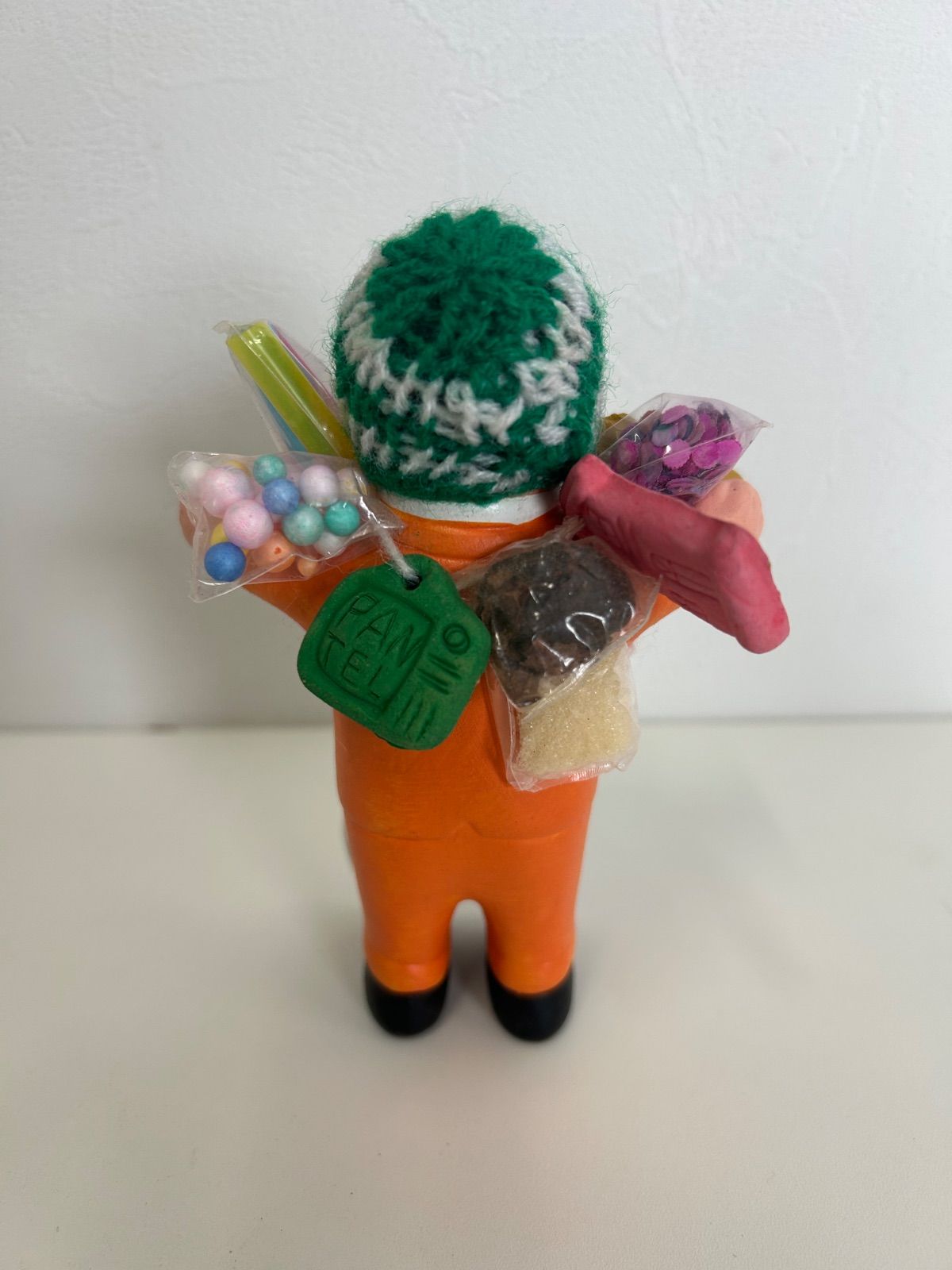 南米の幸運の神様！エケコ人形（緑ニット帽）☆開運・招福・願掛けに