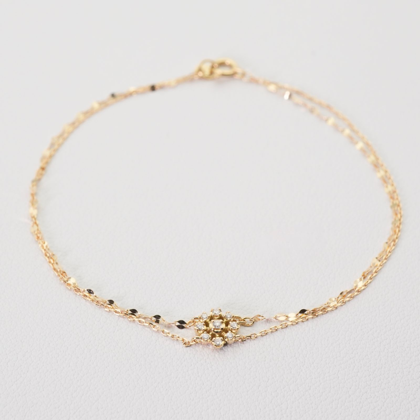 ヴァンドーム青山 K18 2連 ダイヤ フラワー ブレスレット/24-1686