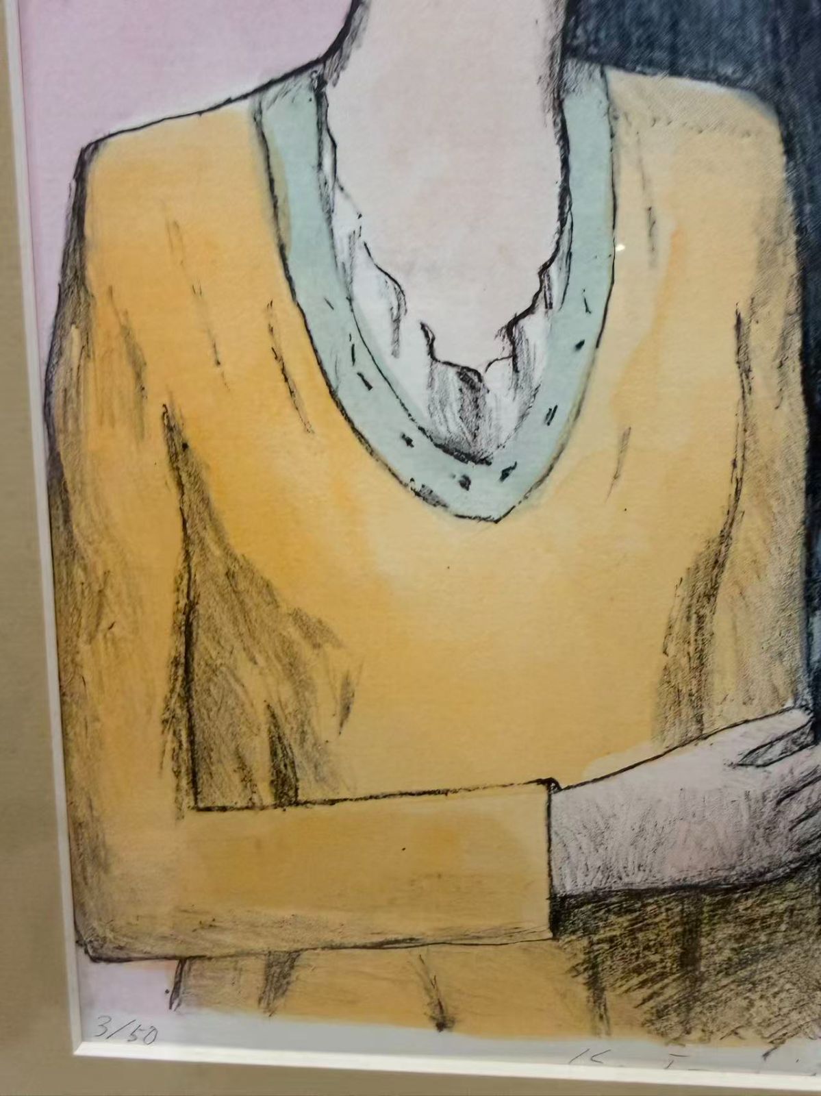 手彩色リトグラフ】藤井兼弘「想い」額装品 直筆サイン・エディション