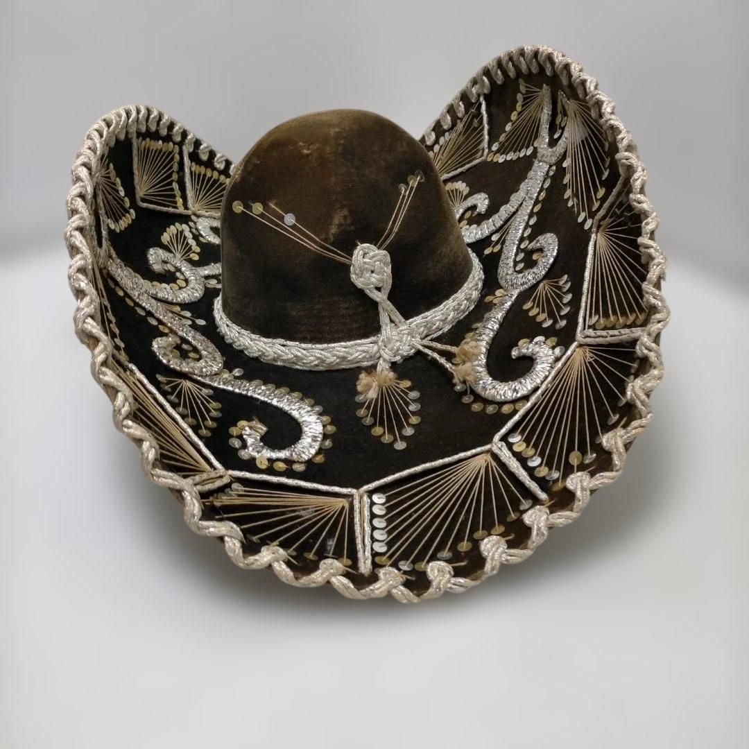 メキシコ ソンブレロ 帽子2個セット 民族衣装 ゴールド・シルバー刺繍