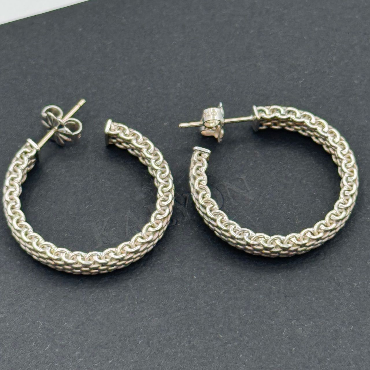 希少】ティファニー サマセット メッシュ フープ ピアス 2-102-27