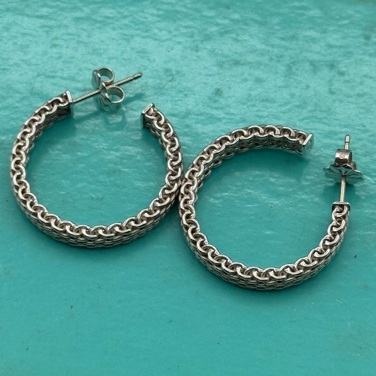 希少】ティファニー サマセット メッシュ フープ ピアス 2-102-27