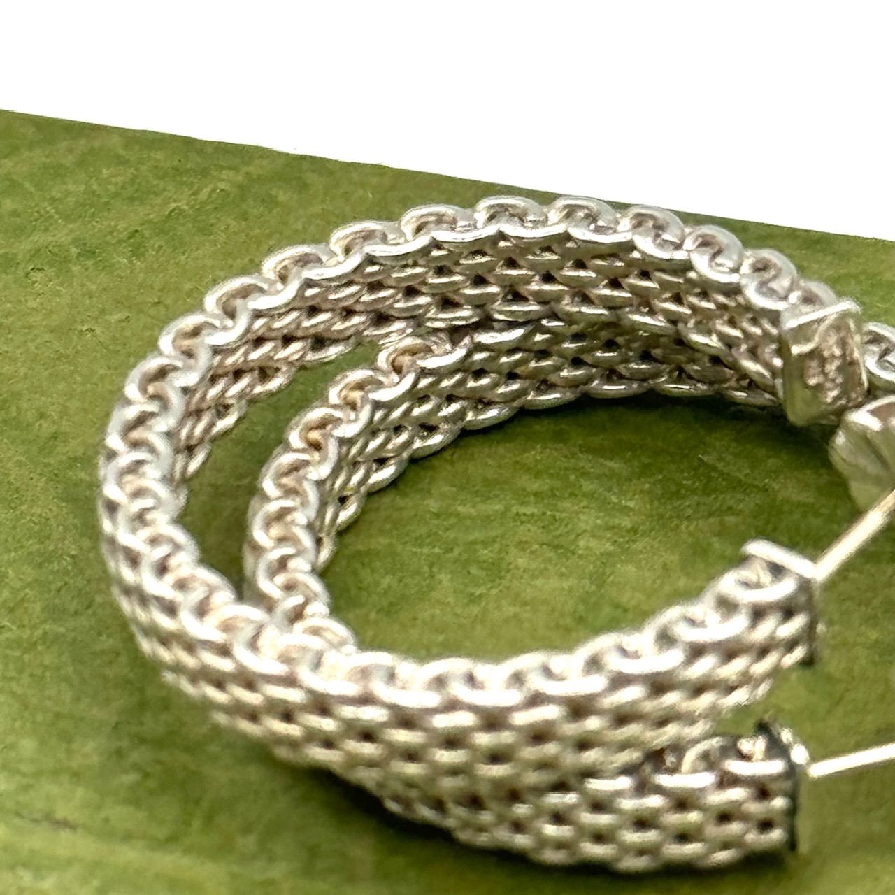 希少】ティファニー サマセット メッシュ フープ ピアス 2-102-27