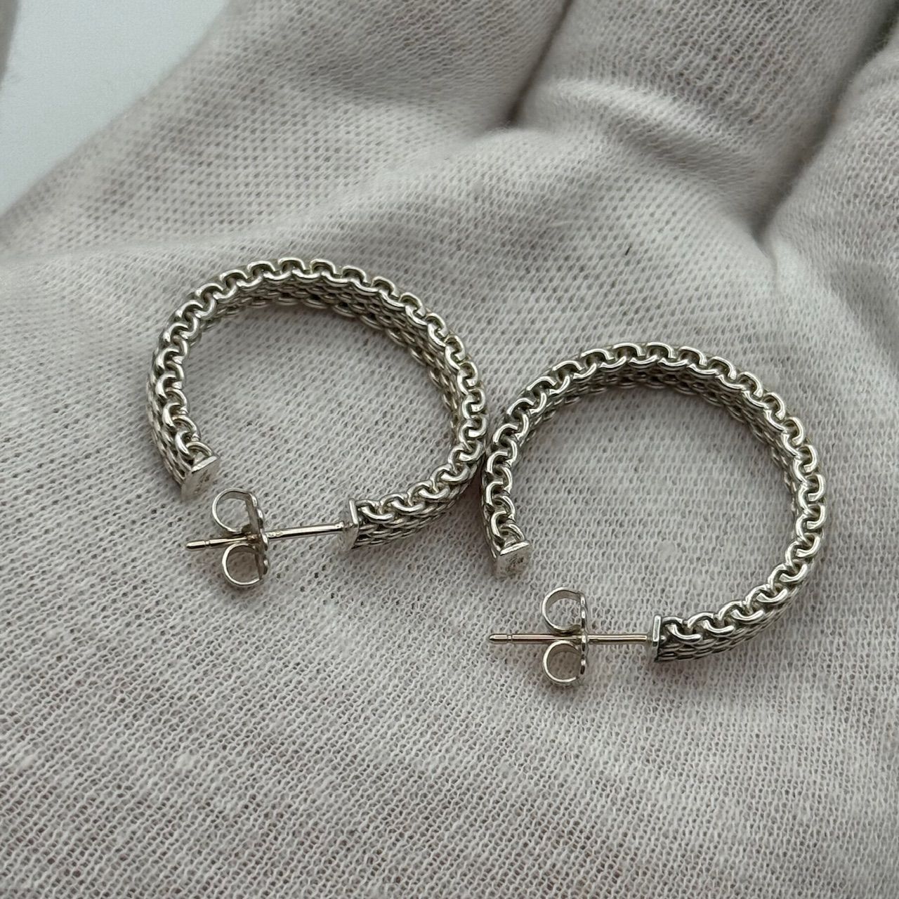 希少】ティファニー サマセット メッシュ フープ ピアス 2-102-27