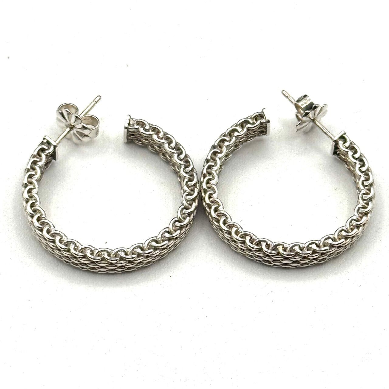 希少】ティファニー サマセット メッシュ フープ ピアス 2-102-27