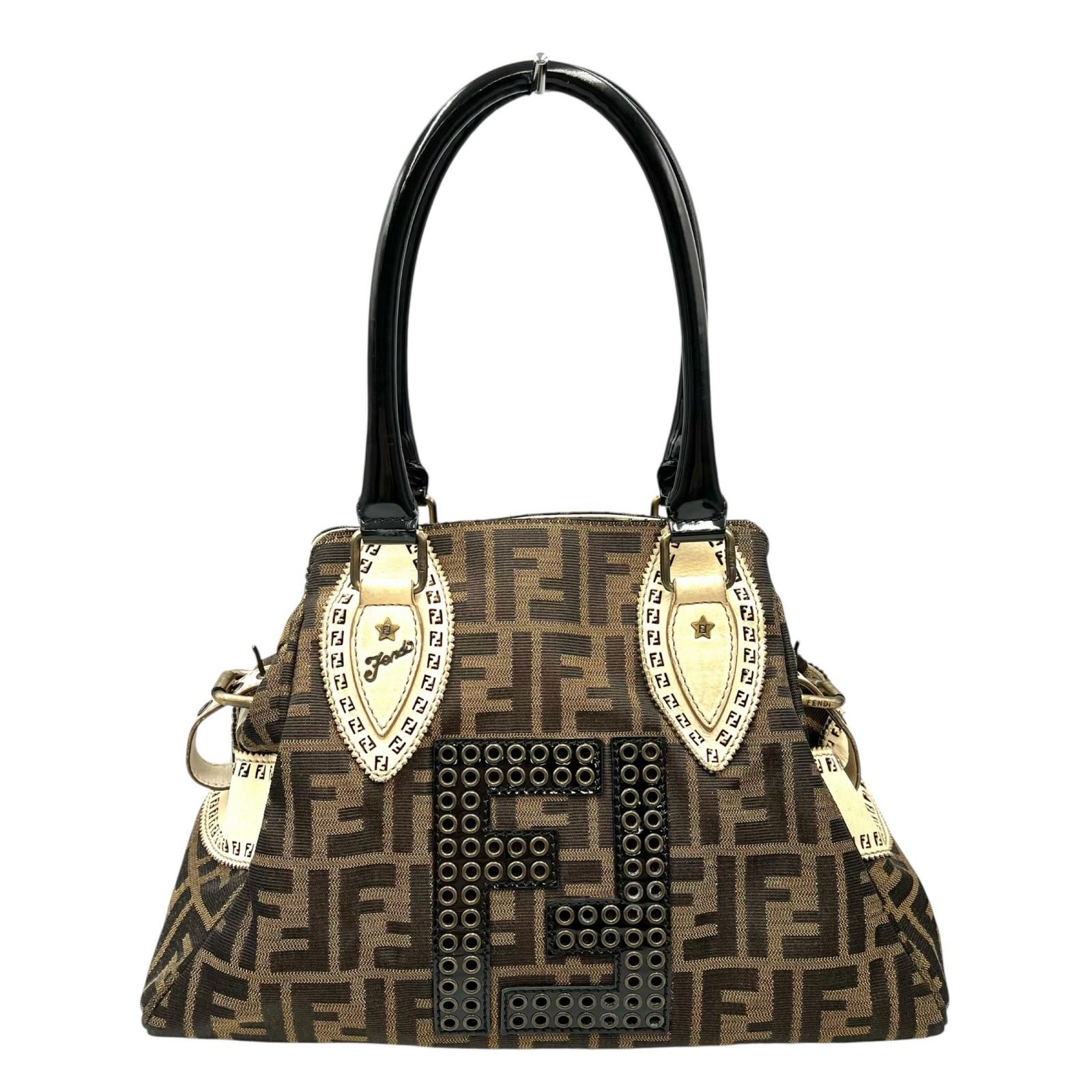 フェンディ FENDI ハンドバッグ エトニコ ズッカ柄 キャンバス