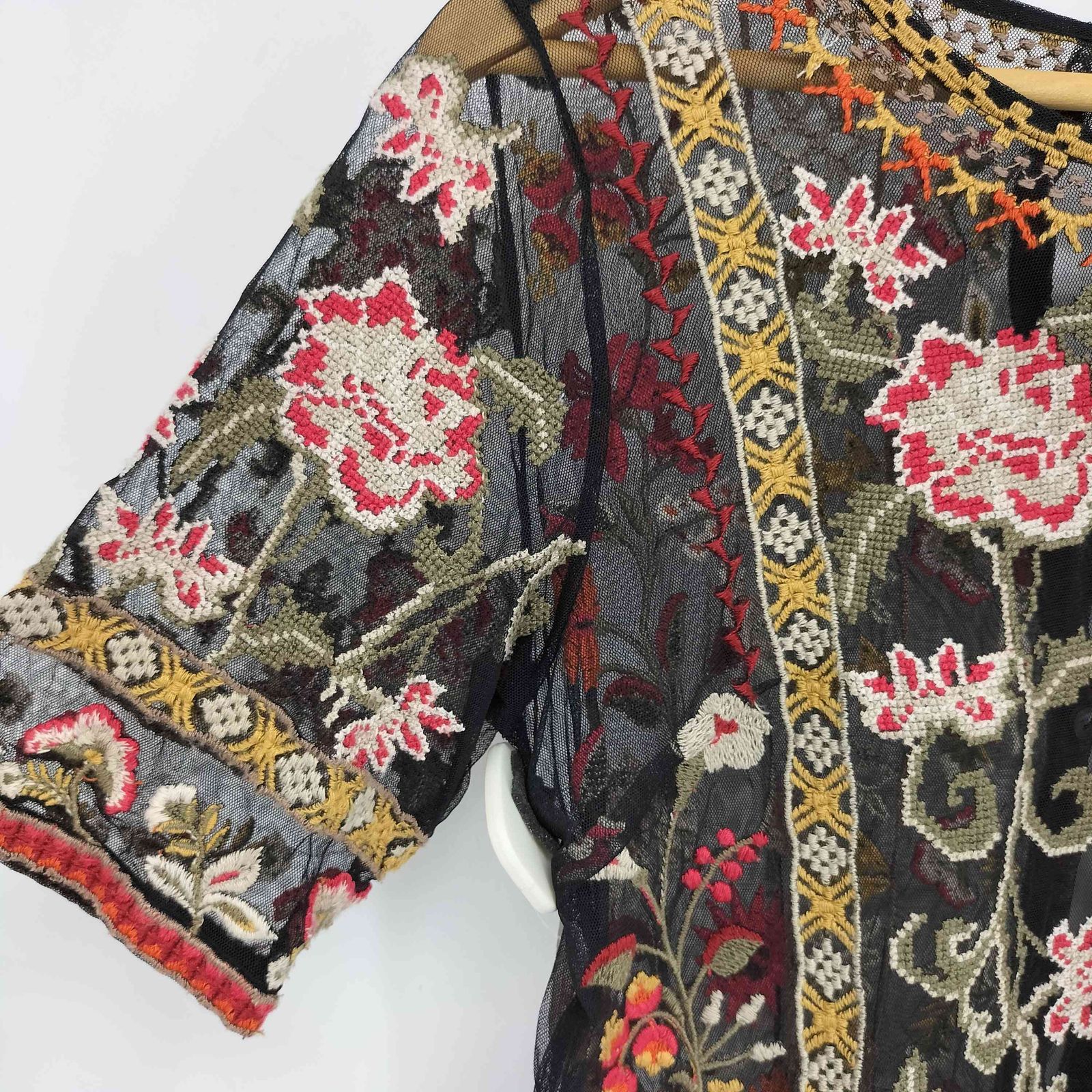 ヌキテパ NE QUITTEZ PAS 総刺繍 シアー カーディガン レディース 表記