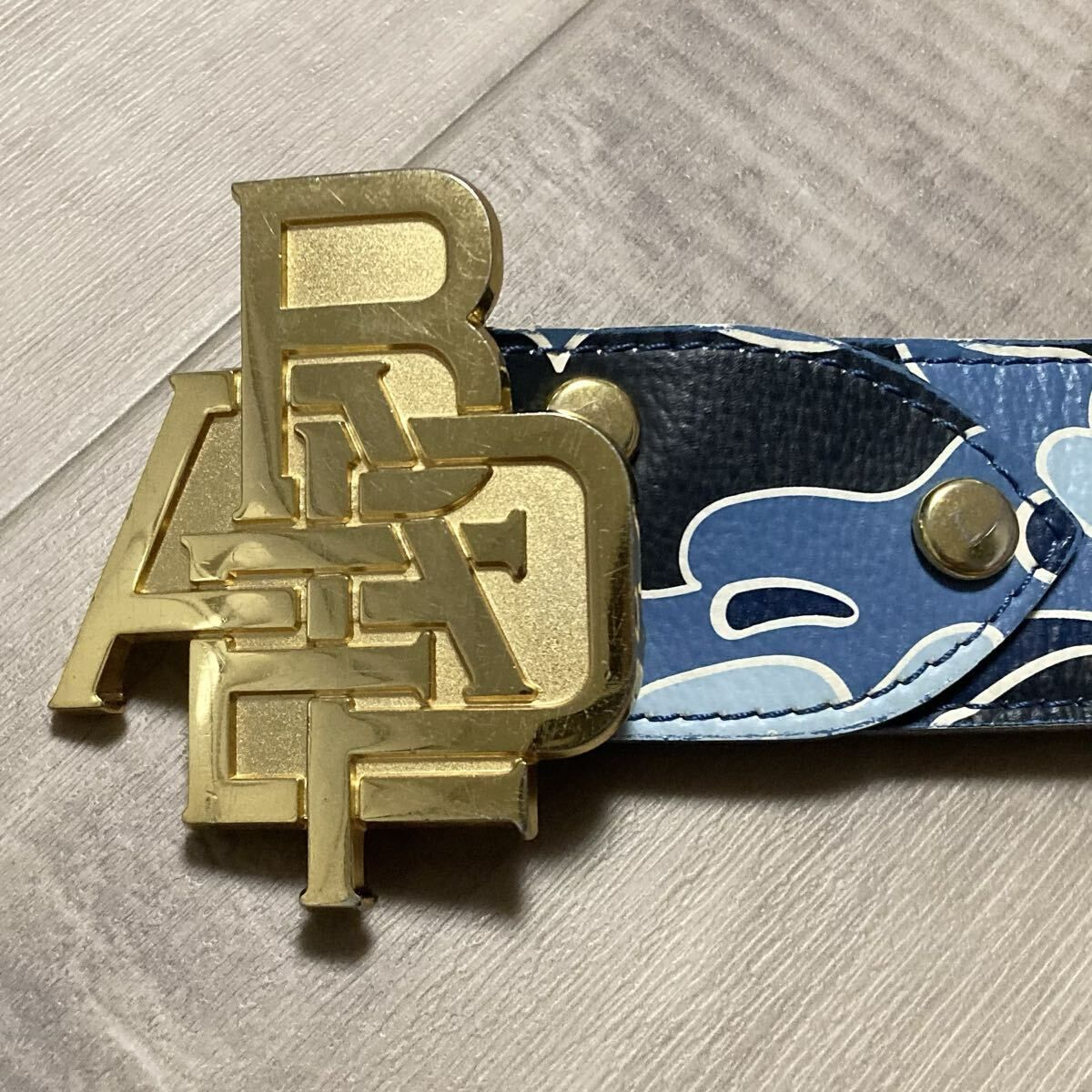 BAPE STA CAMO ゴールドバックル レザー ベルト Sサイズ Bape bape sta belt - Gem BAPE STA CAMO ゴールドバックル レザー