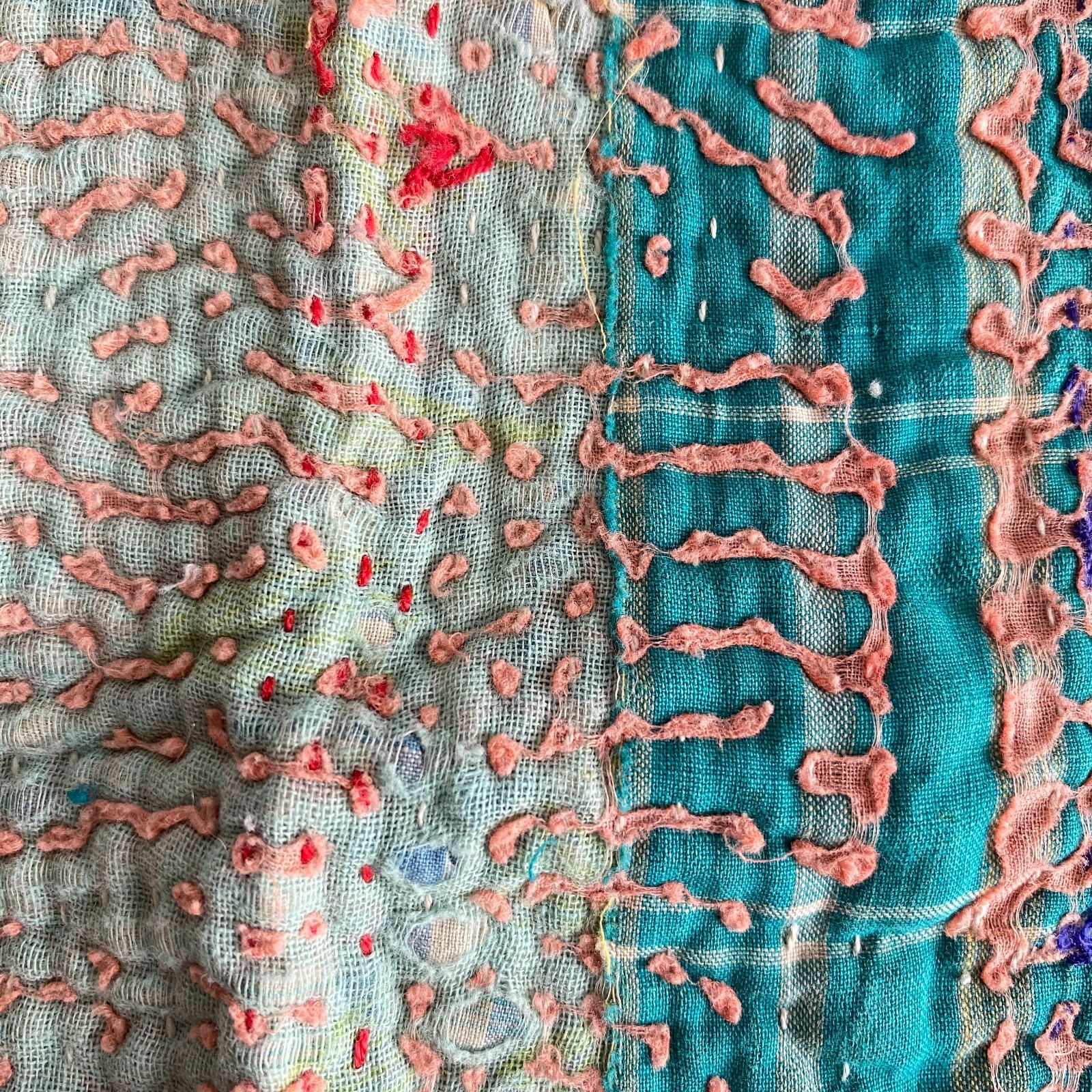 3654 ラリーキルト カンタキルト オールドファブリック ハギレ インド