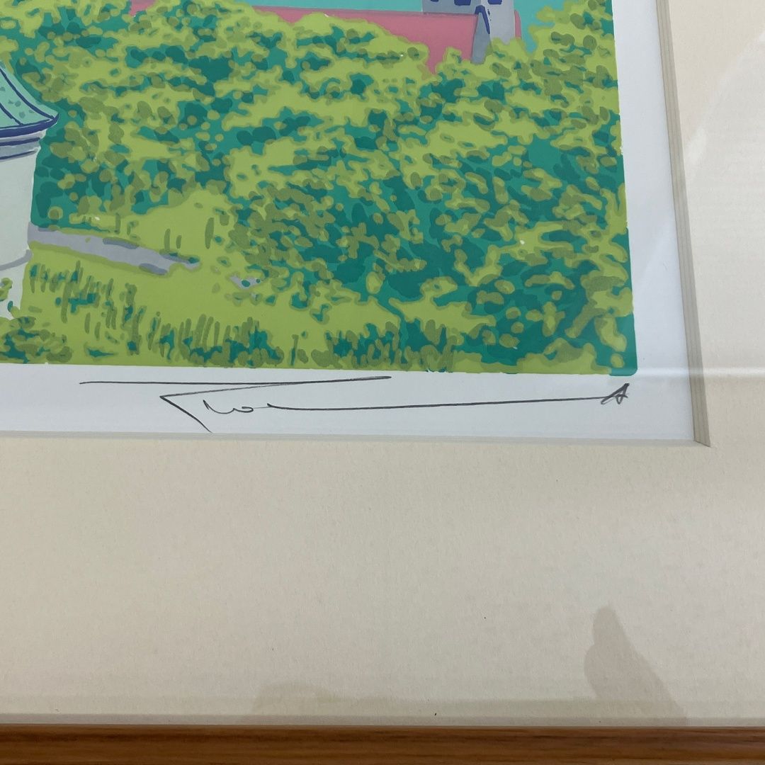 本間武男 白い船V AP版 シルクスクリーン 絵画 額装 版画 風景画