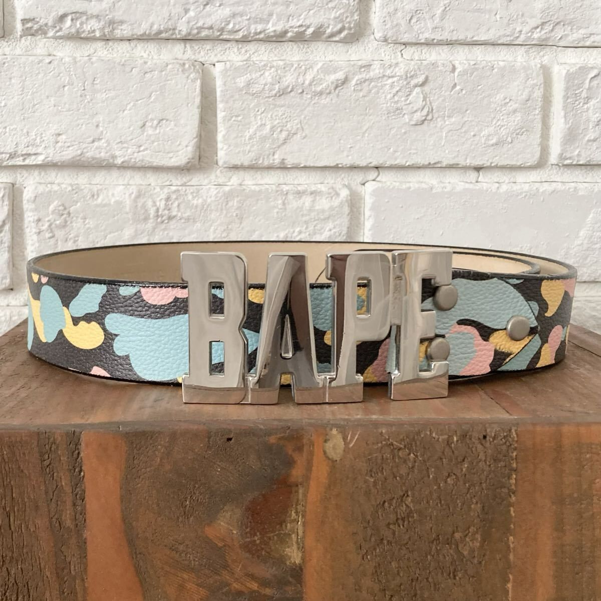 ☆激レア☆ マルチカモ レザー ベルト Mサイズ a bathing ape leather