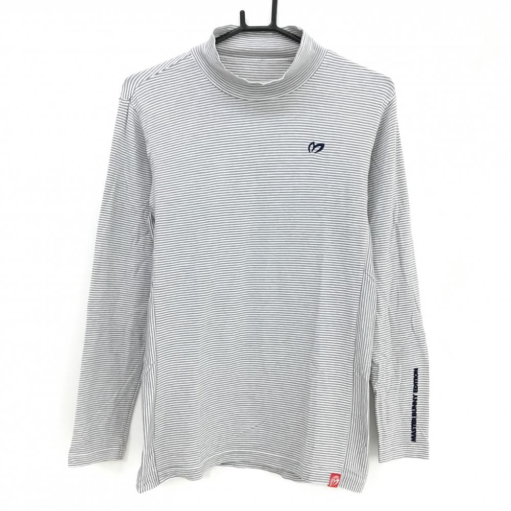 美品】マスターバニー 長袖ハイネックシャツ 白×グレー 細ボーダー