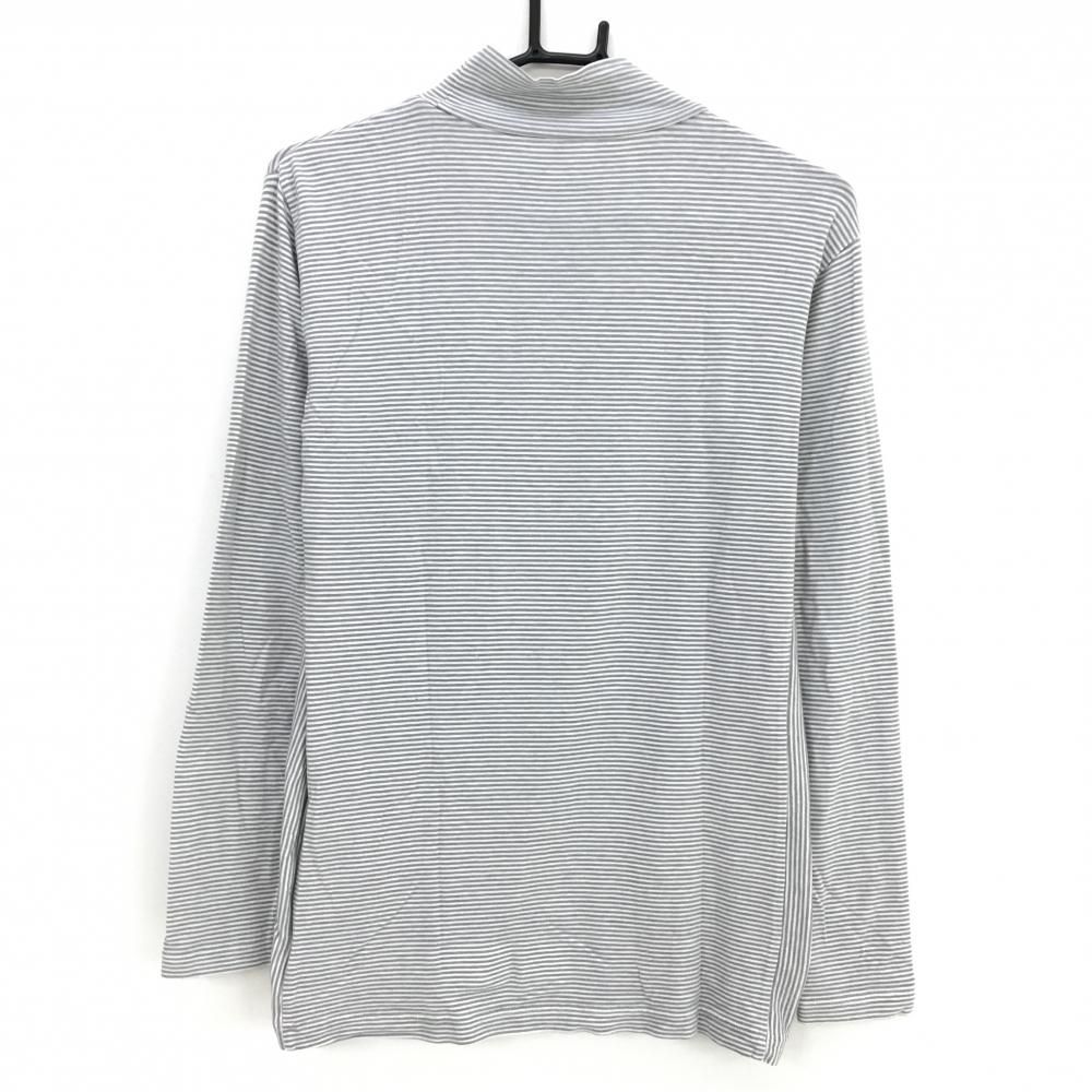 美品】マスターバニー 長袖ハイネックシャツ 白×グレー 細ボーダー