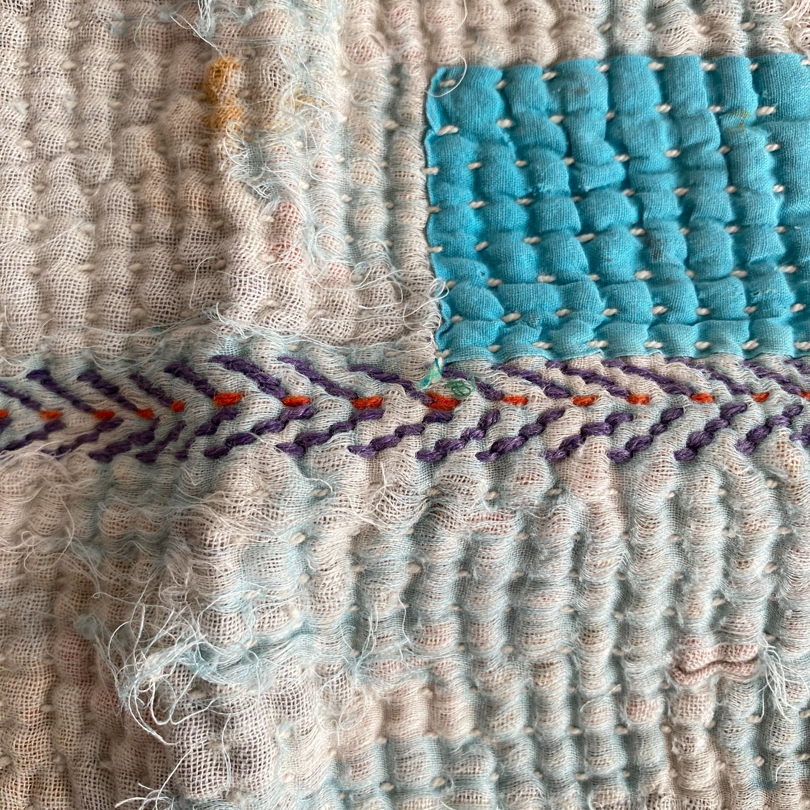 3655 ラリーキルト カンタキルト オールドファブリック ハギレ インド