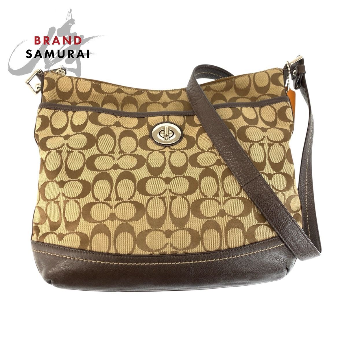 COACH コーチ シグネチャー ブラウン ベージュ キャンバス/レザー