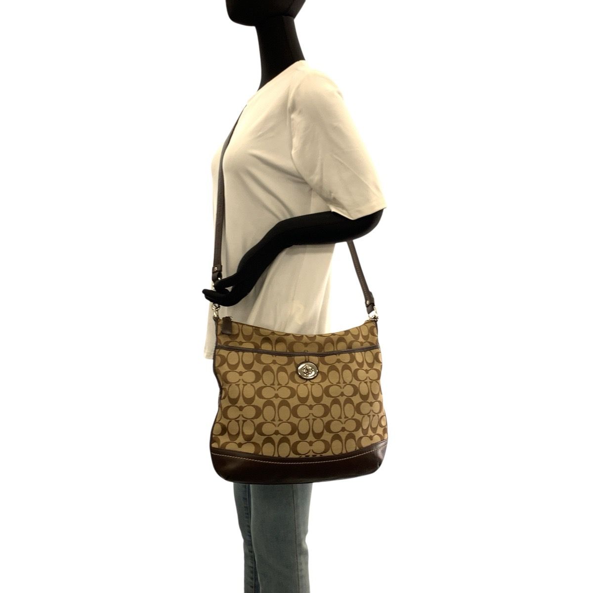 COACH コーチ シグネチャー ブラウン ベージュ キャンバス/レザー