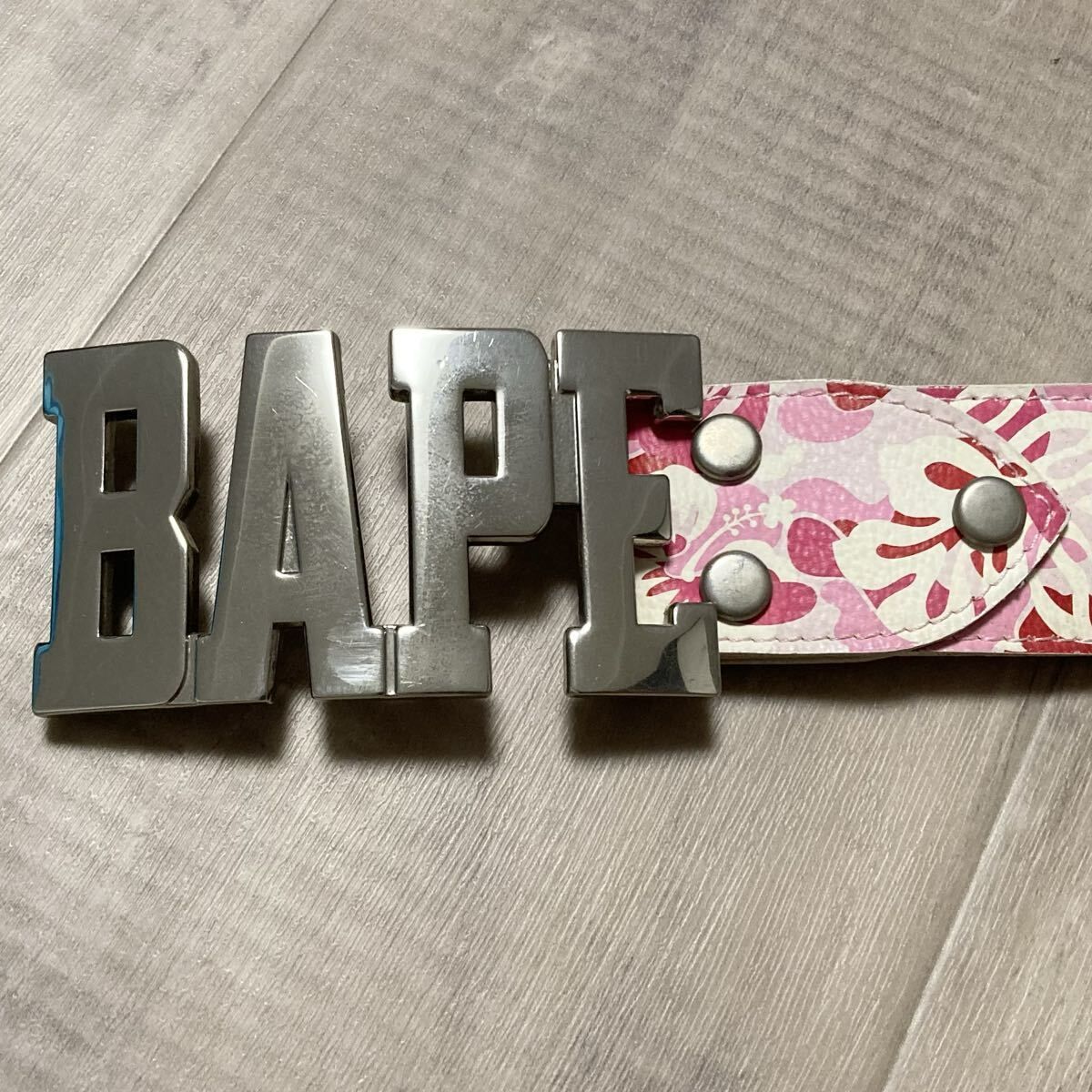 BAPE ALOHA CAMO PINK レザー ベルト Lサイズ a bathing ape leather 