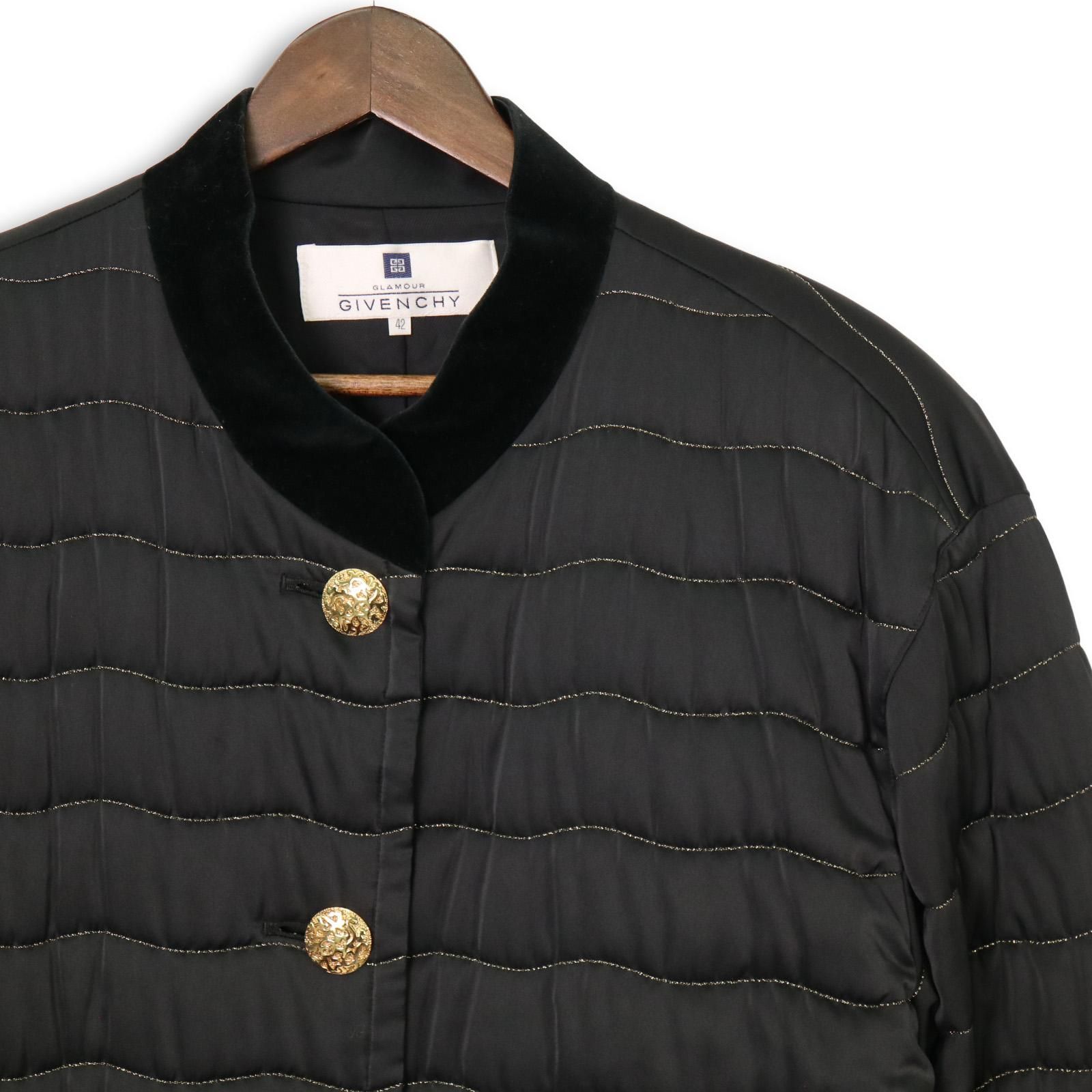 80s 90s Archive y2k】GIVENCHY Quilted coat with Velvet Accents and