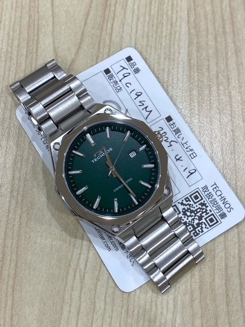 美品 腕時計 稼動品 TECHNOS テクノス T9C19SM メンズ デイト シルバー