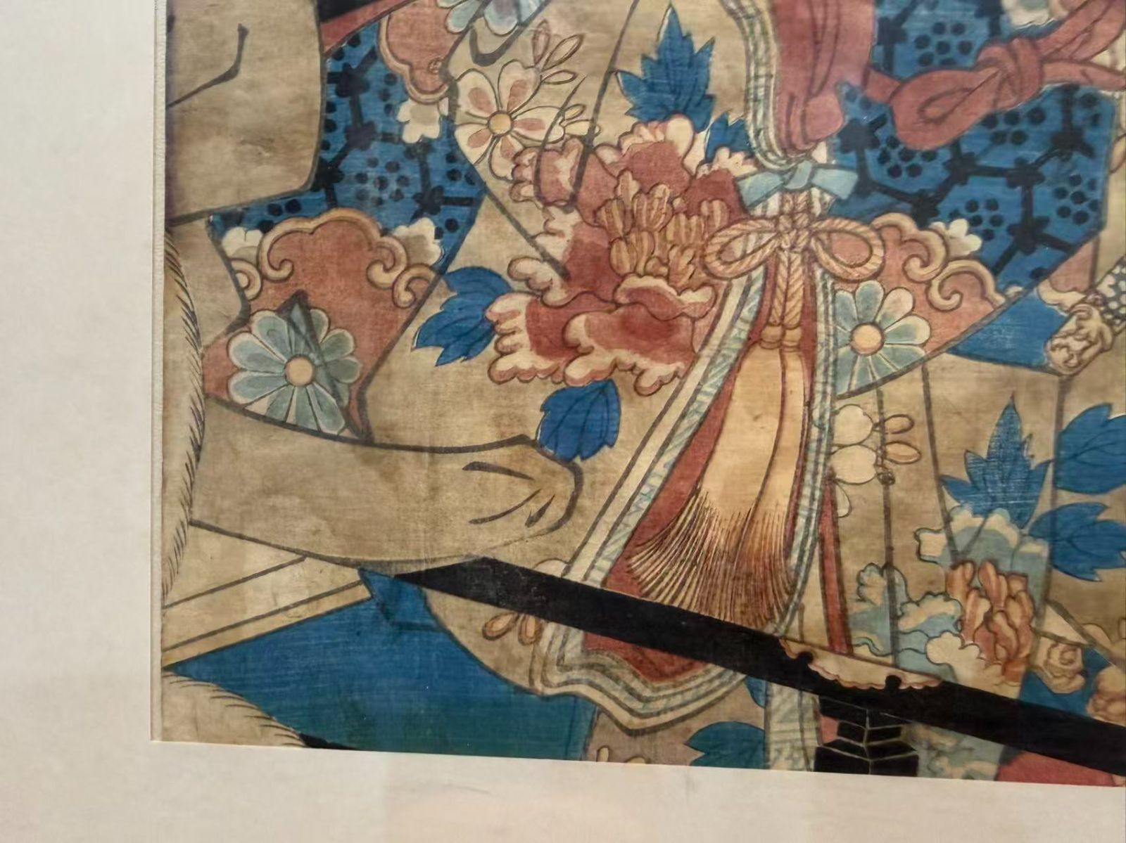 浮世絵】 明治期 木版画 楊洲周延「源義経 静御前」二枚続 額装 市川團