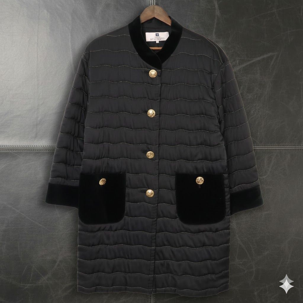 80s 90s Archive y2k】GIVENCHY Quilted coat with Velvet Accents and
