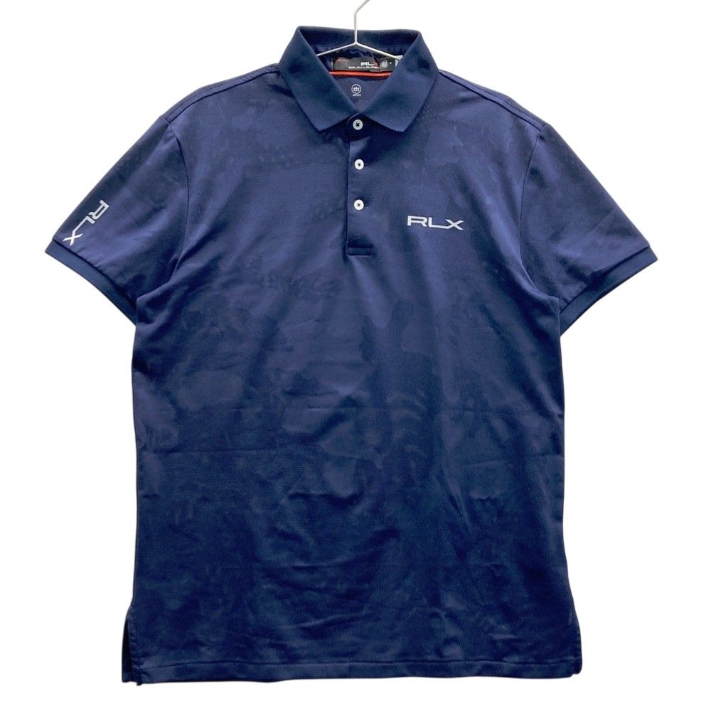サイズ：M RLX ラルフローレン 半袖ポロシャツ 総柄 ネイビー系