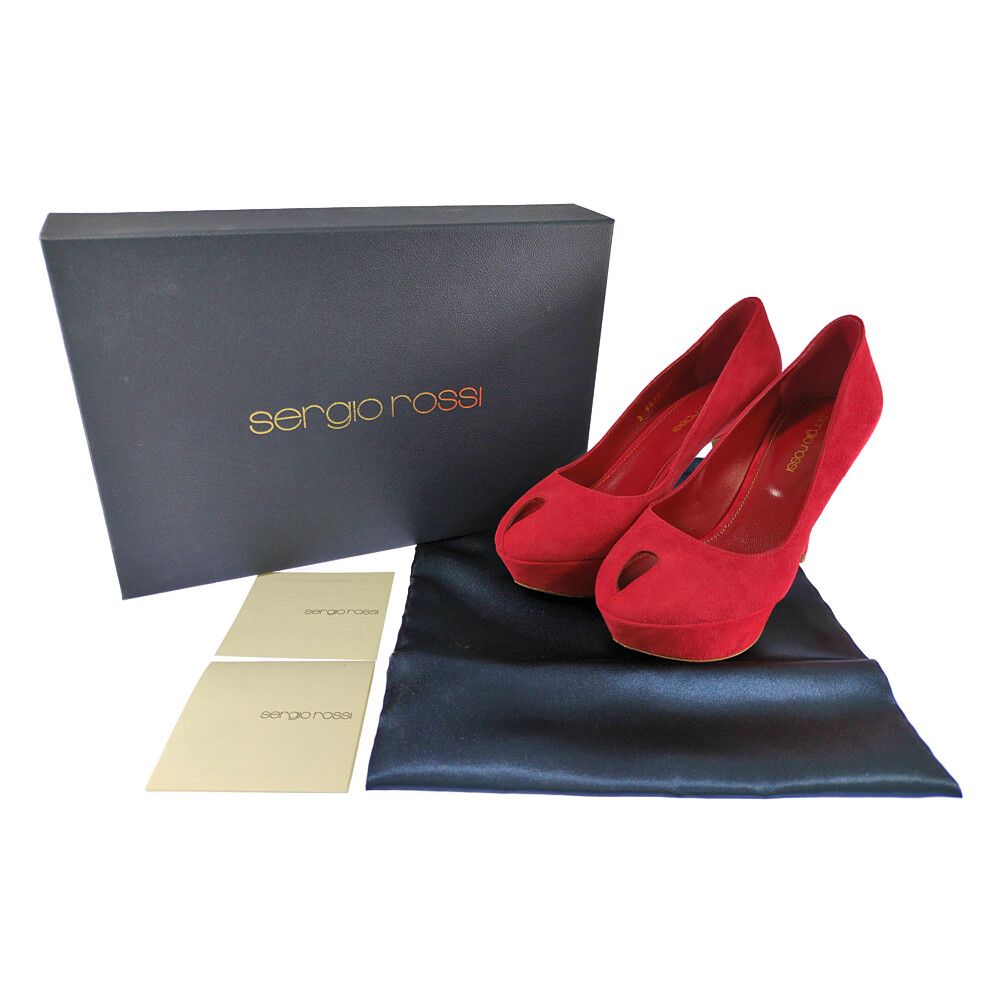 sergio rossi セルジオロッシ スエード ヒール 3 9810 パンプス靴 36 1
