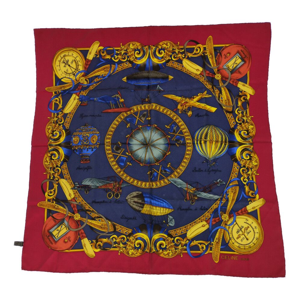 CELINE セリーヌ シルク スカーフネックウェア レッド 【オール
