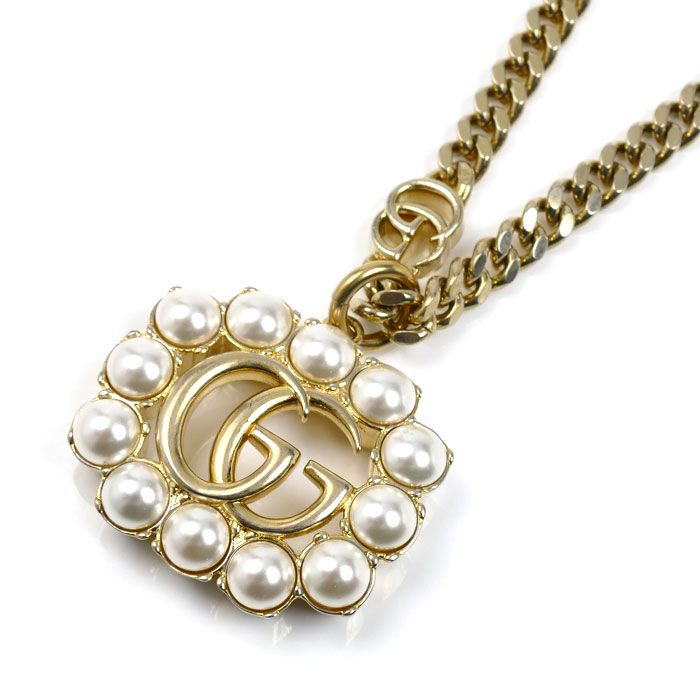 GUCCI グッチ GP ダブルG フェイクパール ネックレス 49.8g 49cm