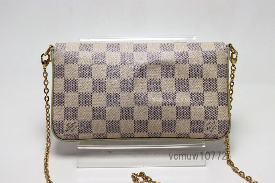 □LOUIS VUITTON ダミエアズール ポシェットフェリシー レザー