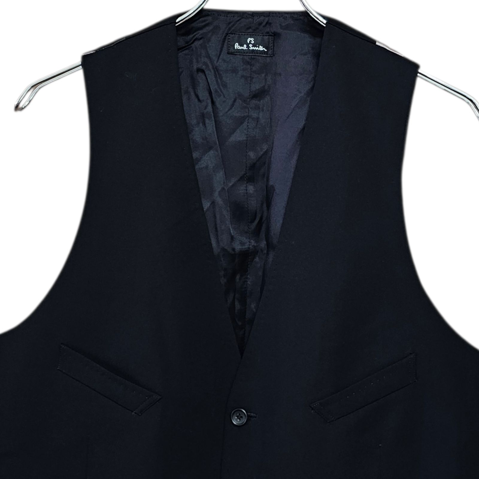 Paul Smith ポールスミス ブラック ジレ ベスト 前身ウール100% 後身