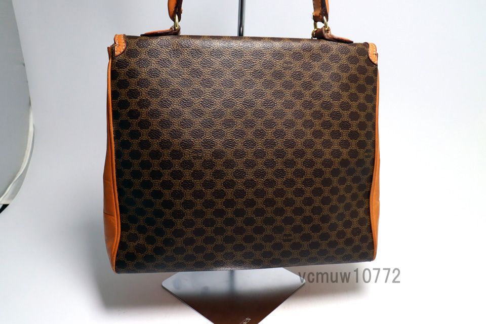 □CELINE マカダム レザー ハンドバッグ セリーヌ □0212th291-8D
