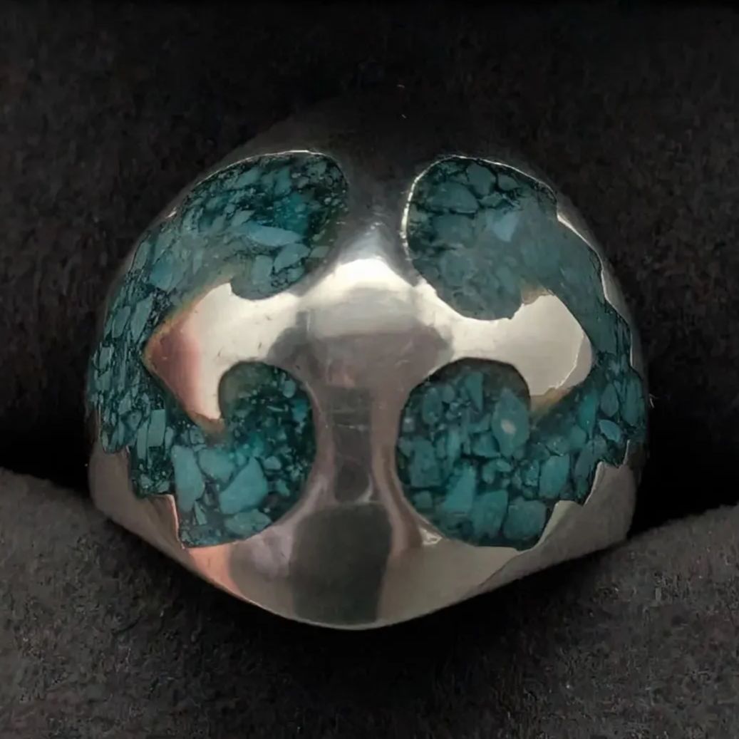 MEXICO Silver925 アイアンクロス 十字架 ターコイズ トルコ石 