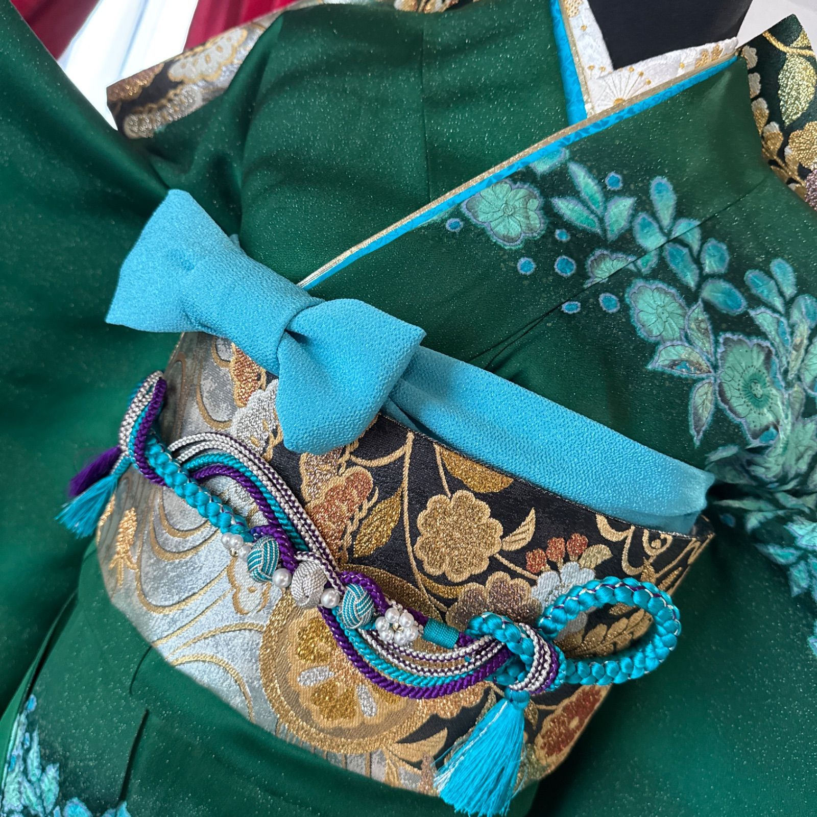 高級振袖フルセット(6点)辻が花・翠山工房・落款有・絞り・金通し地