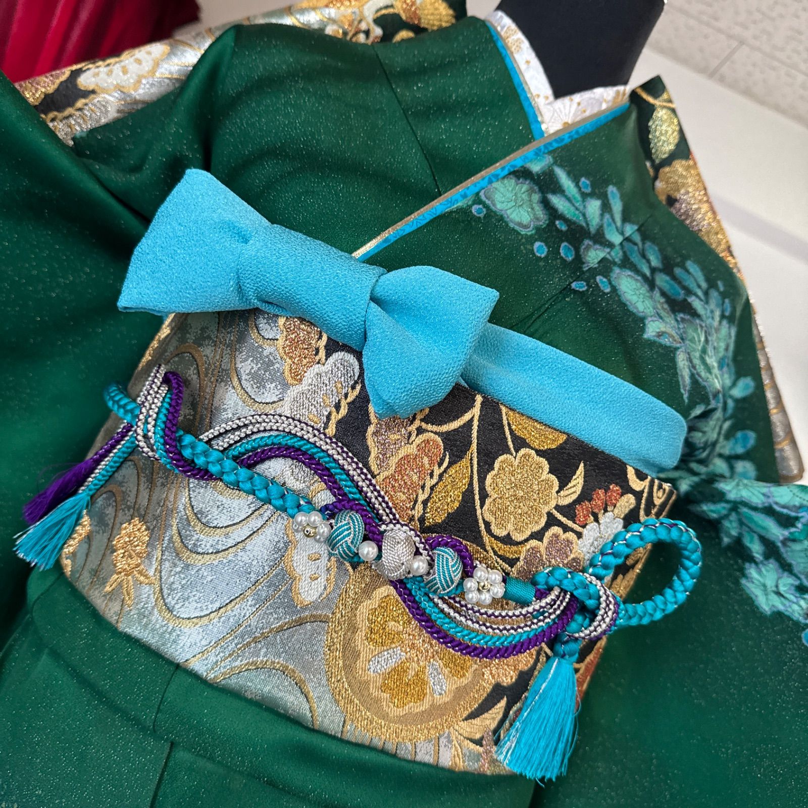 高級振袖フルセット(6点)辻が花・翠山工房・落款有・絞り・金通し地