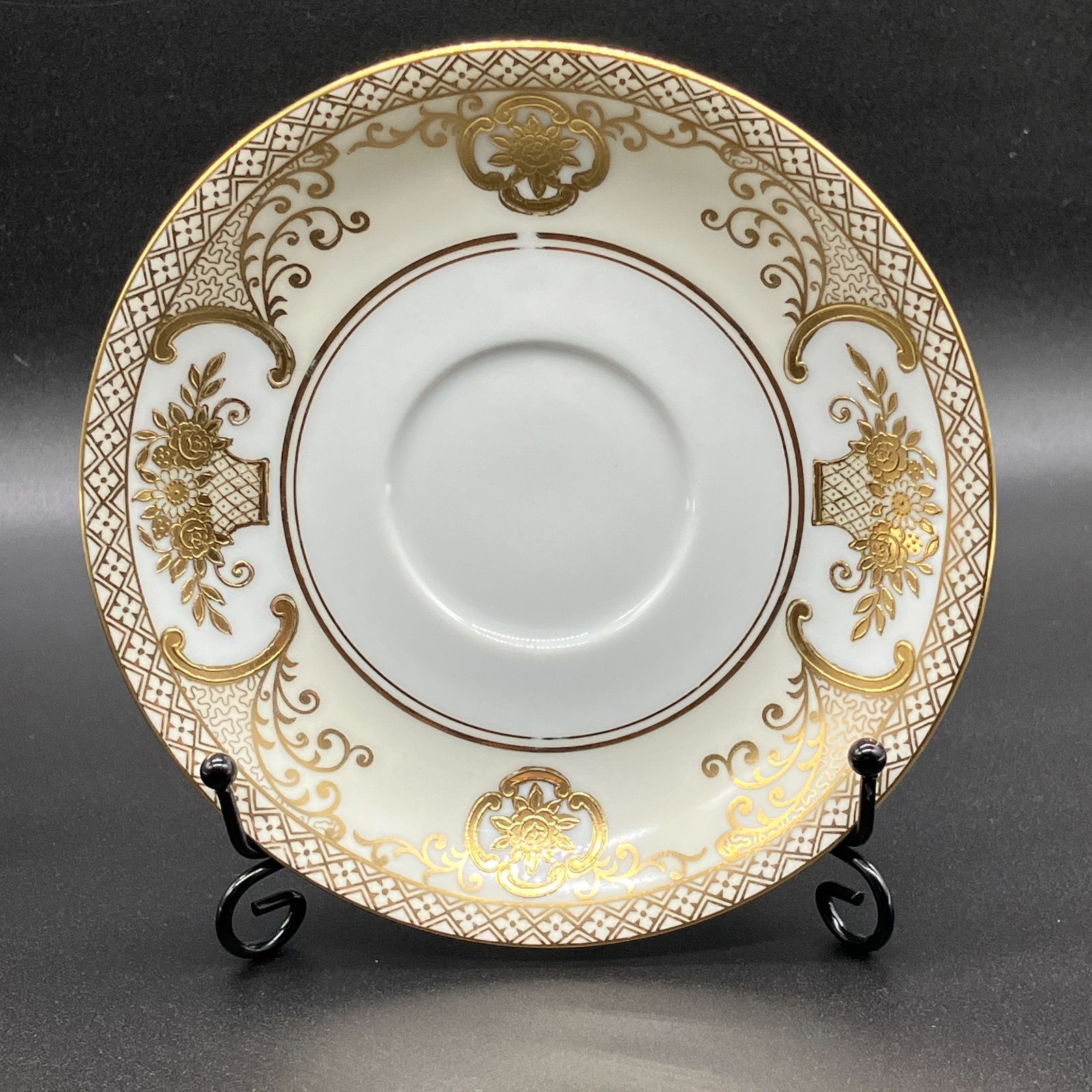 オールドノリタケ ・ 金盛上 花籠装飾図紋 キャビネット トリオ マルキ