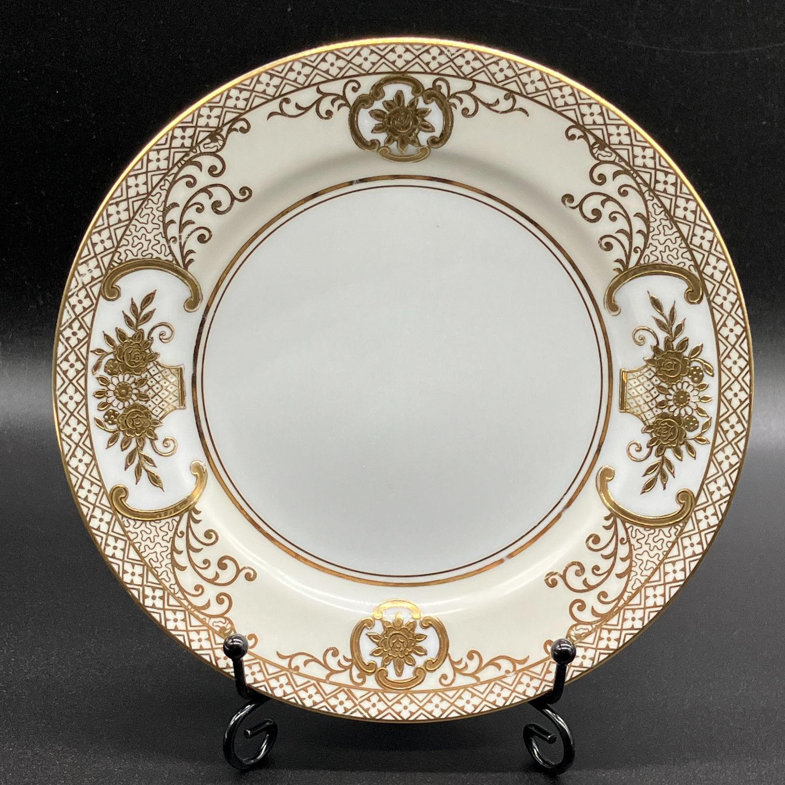 オールドノリタケ ・ 金盛上 花籠装飾図紋 キャビネット トリオ マルキ