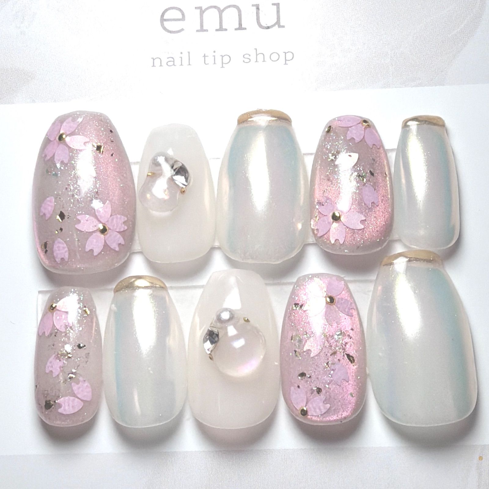 62.ショートバレリーナ14348 桜ネイル ネイルチップ 春ネイル 卒入学