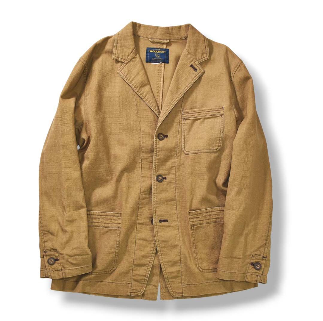 【上品】 ウールリッチ WOOLRICH 3B コットン シングル テーラード ジャケット ノッチドラペル センターベント L ベージュ アメリカン カジュアル トラッド シティールック メンズ
