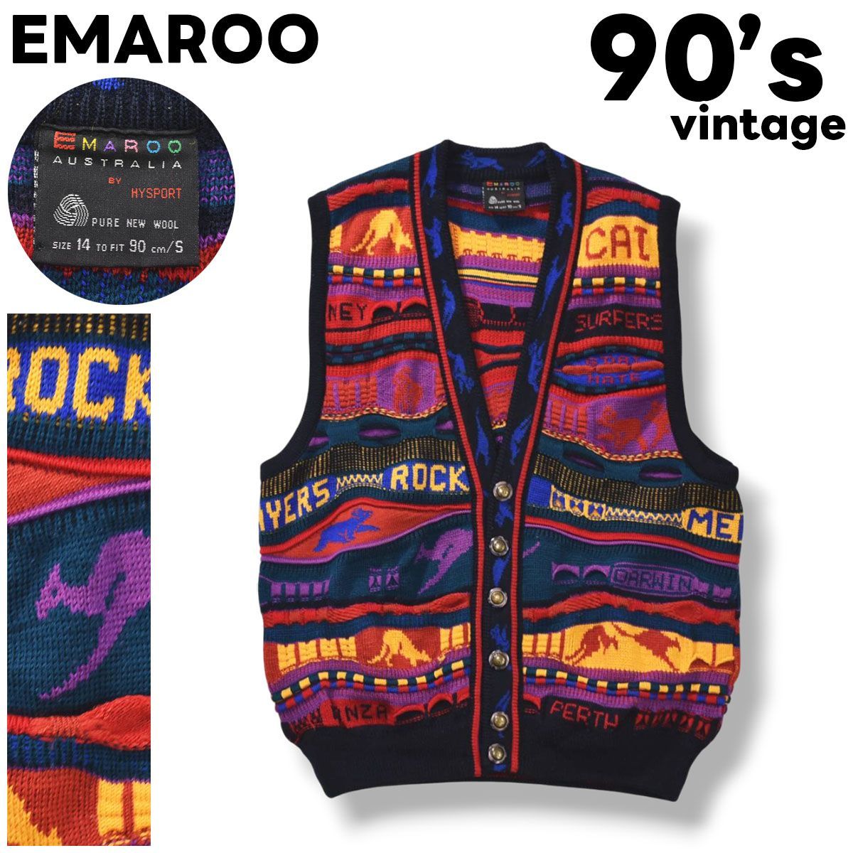 90s ヴィンテージ オーストラリア製 エマルー EMAROO 立体編み 3D