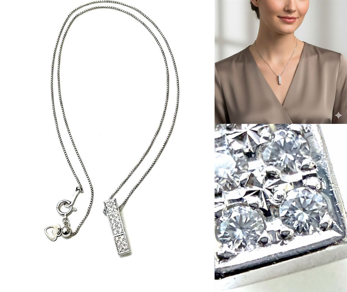 希少 TASAKI タサキ K18 WG ダイヤモンド バー ネックレス インゴット