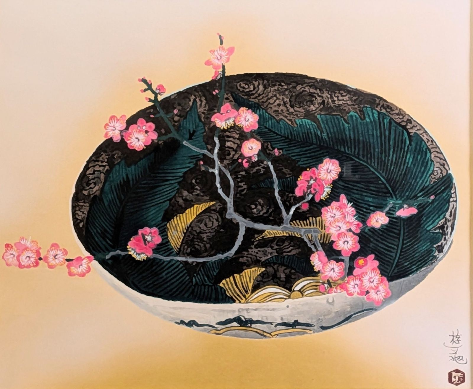 小倉遊亀「梅」木版画 2001年制作 256/350 作品シール 真作 - メルカリ