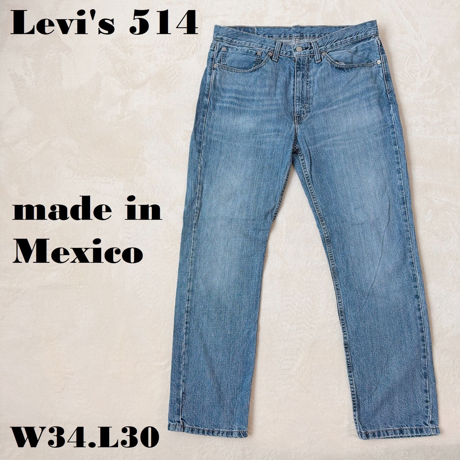 Levi's 514 W34L30 メキシコ製 ブルーデニム コットン100% スリム