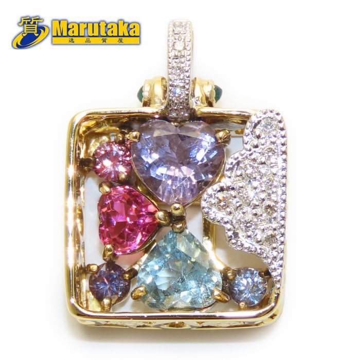 マルチストーン ペンダントトップ スカポライト 0.89ct アクアマリン